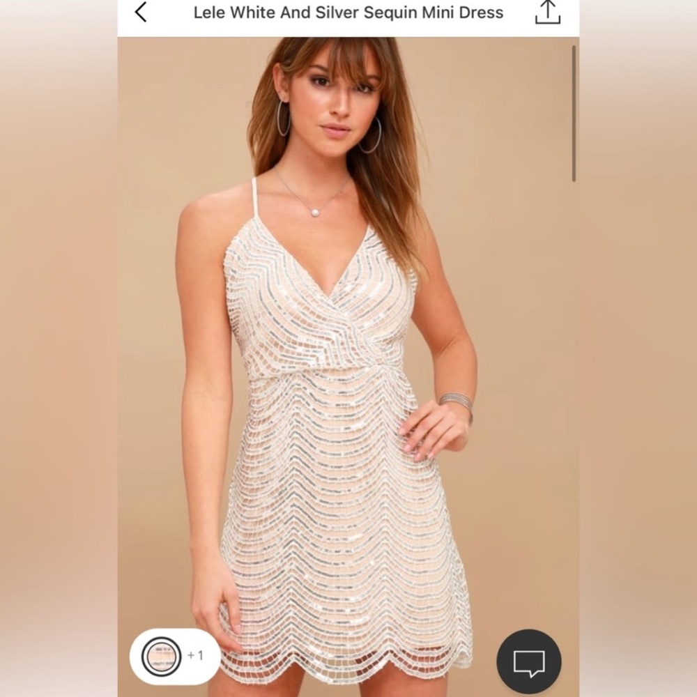 Lulus Lele White and Silver Sequin Mini Dress